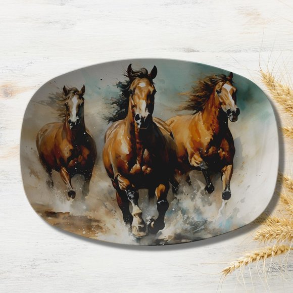 Horse Serving Platter - Farmhouse Dinnerware, Farmhouse Table Decor, 10x14 Inch - Picture 1 of 6